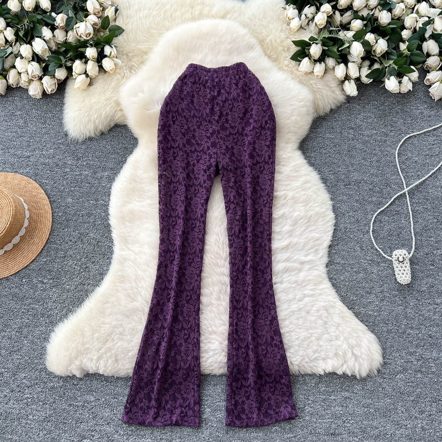 Pure and Alluring Versatile Thin Sheer Lace Pants