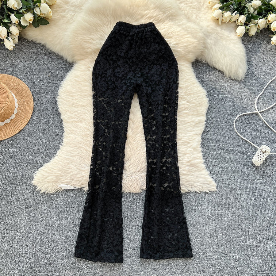 Pure and Alluring Versatile Thin Sheer Lace Pants