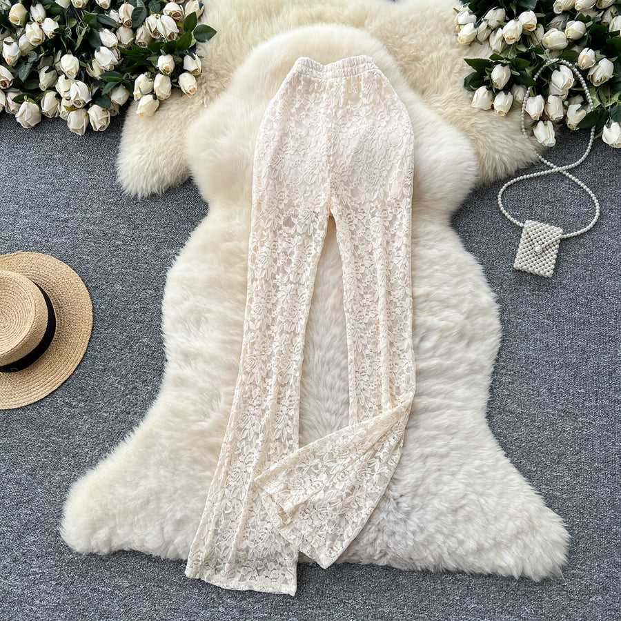 Pure and Alluring Versatile Thin Sheer Lace Pants