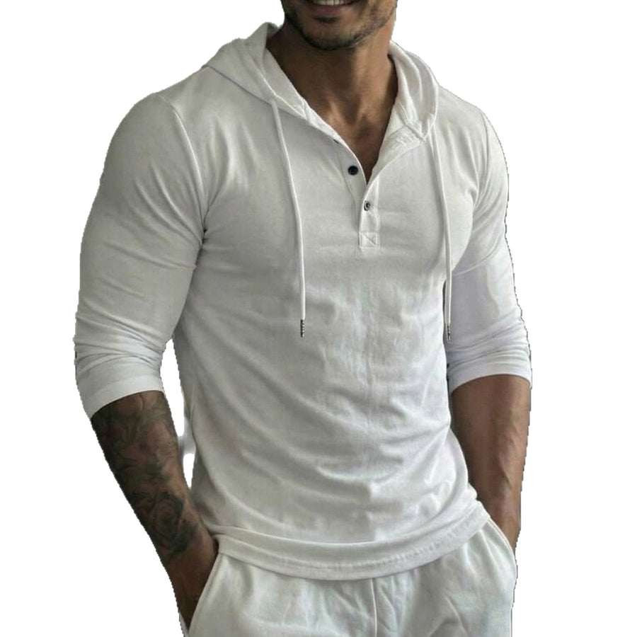 Outdoor Leisure Fitness Button-up Long-sleeved Hooded Shirt