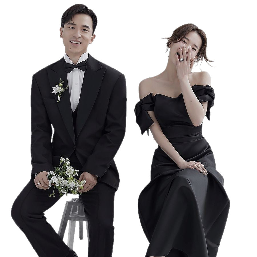 One-Shoulder Minimalist Vintage Satin Dress