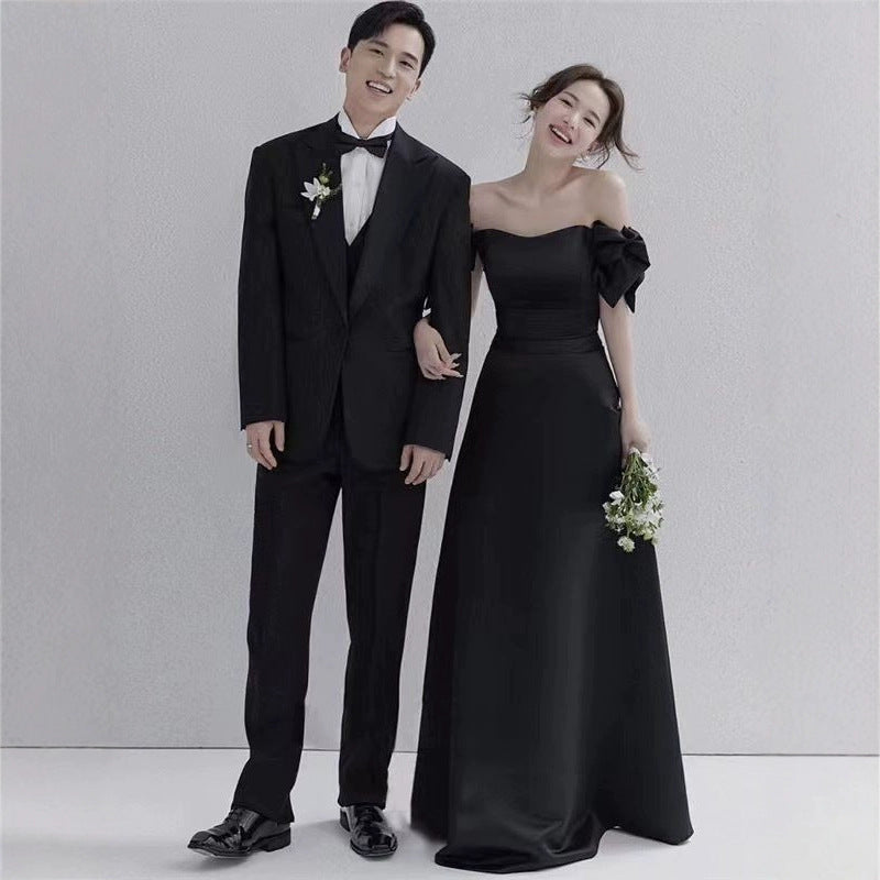 One-Shoulder Minimalist Vintage Satin Dress