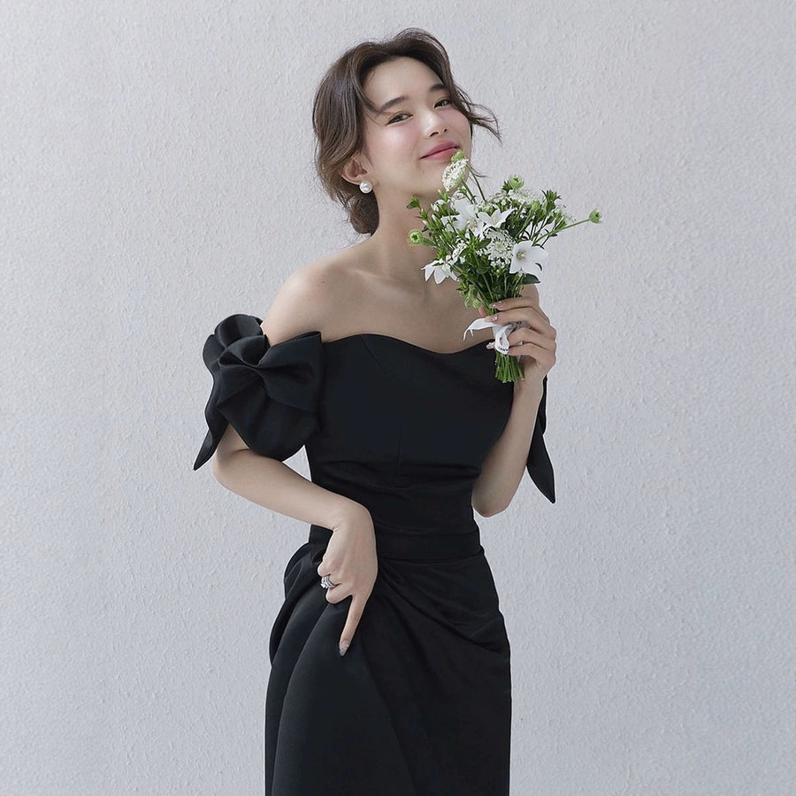 One-Shoulder Minimalist Vintage Satin Dress
