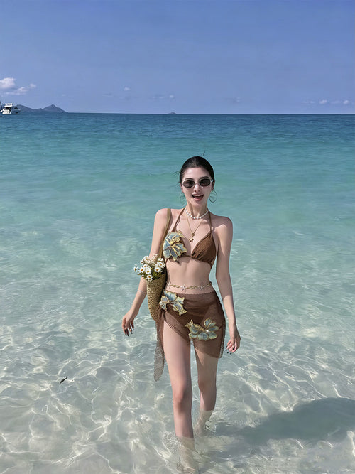 Lace-up Sexy Bikini Three-piece Set for Ultimate Lounge