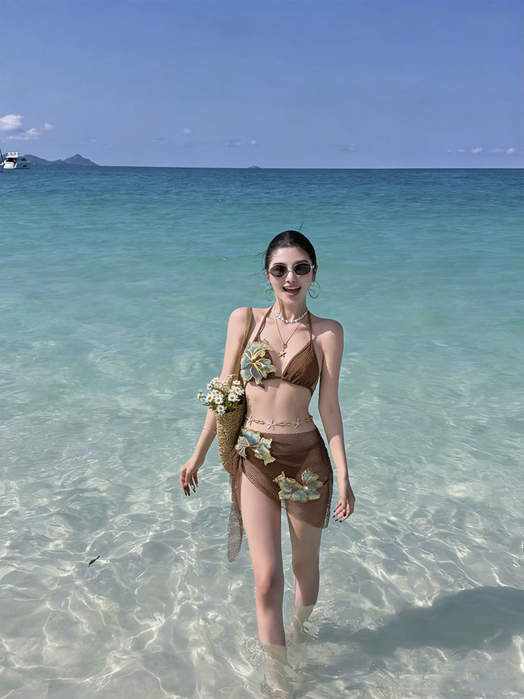 Lace-up Sexy Bikini Three-piece Set for Ultimate Lounge