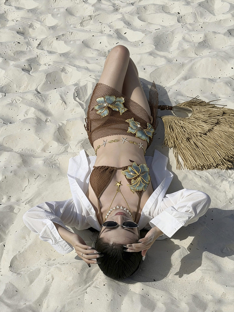 Lace-up Sexy Bikini Three-piece Set for Ultimate Lounge