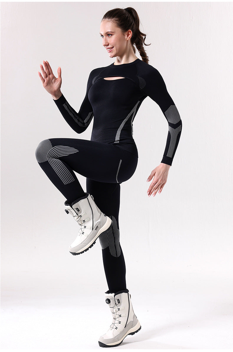 Womens Autumn Winter Quick Drying Ski Base Layer Set