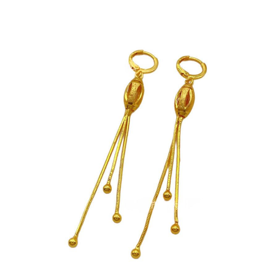 Retro Lucky-bead Gold-plated Earrings for Trendy Style