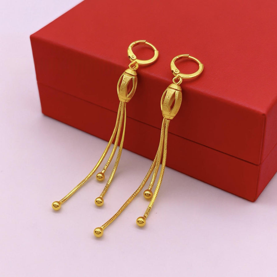 Retro Lucky-bead Gold-plated Earrings for Trendy Style