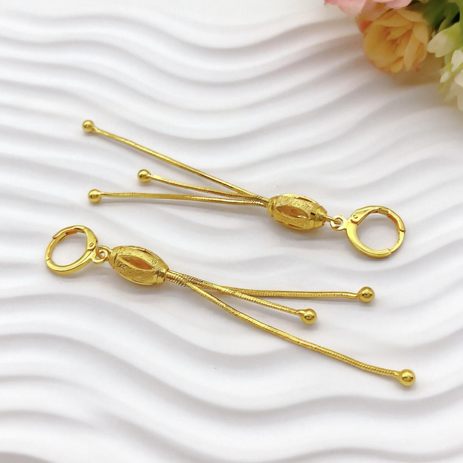 Retro Lucky-bead Gold-plated Earrings for Trendy Style