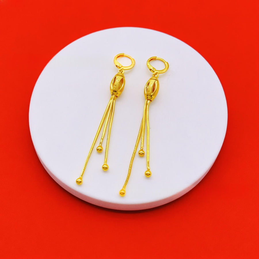Retro Lucky-bead Gold-plated Earrings for Trendy Style