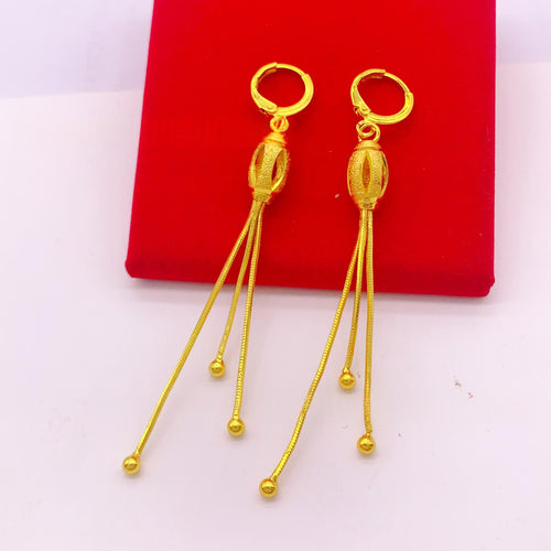 Retro Lucky-bead Gold-plated Earrings for Trendy Style