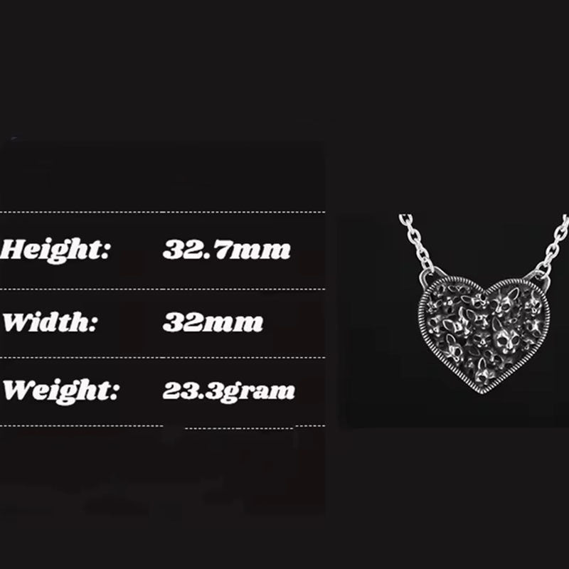 Dark-style Skull Cat Heart Pendant Necklace for Unique Style