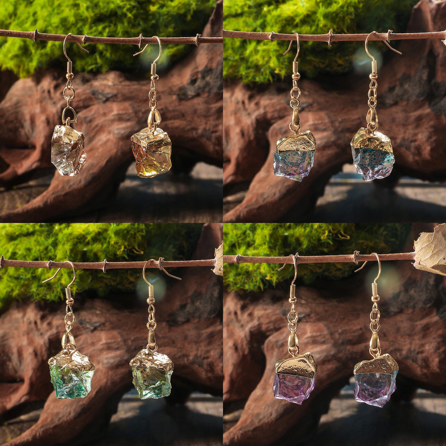 Natural Stone Irregular Resin Earrings for Women - Trendy Style