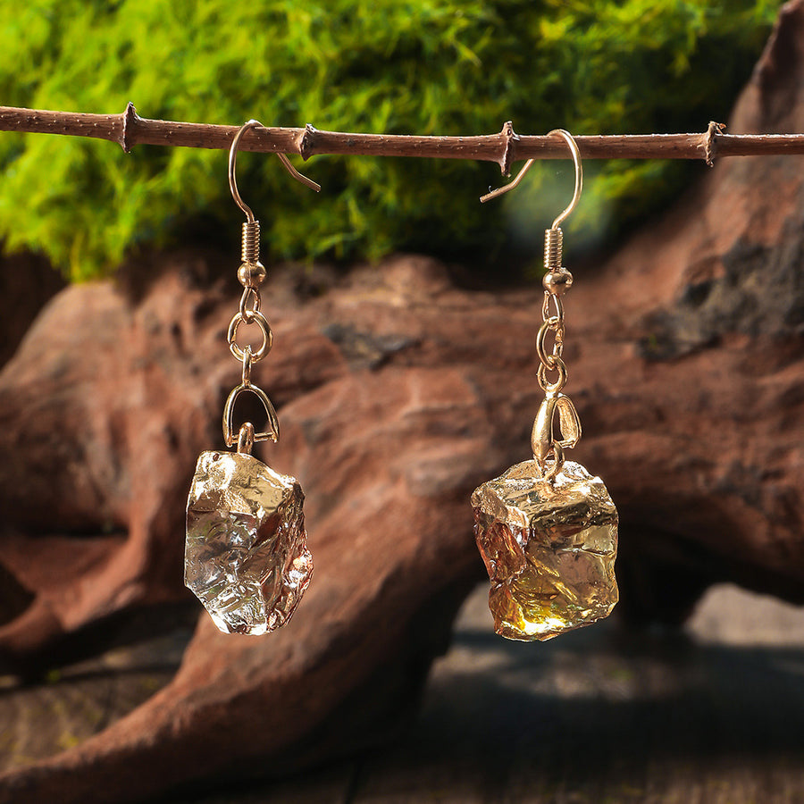 Natural Stone Irregular Resin Earrings for Women - Trendy Style