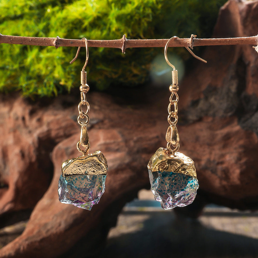 Natural Stone Irregular Resin Earrings for Women - Trendy Style