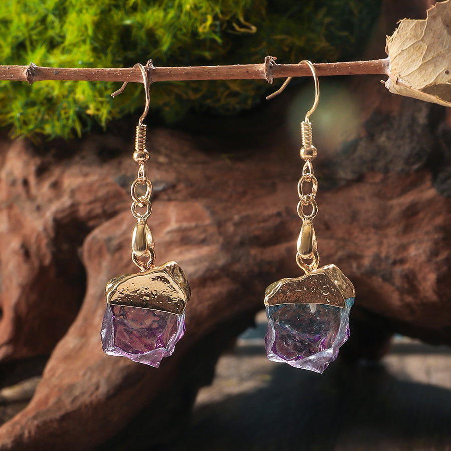 Natural Stone Irregular Resin Earrings for Women - Trendy Style