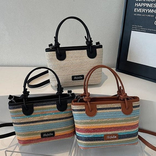 Summer Vacation Beach-style Straw Tote and Crossbody Bag