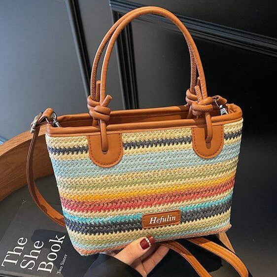 Summer Vacation Beach-style Straw Tote and Crossbody Bag