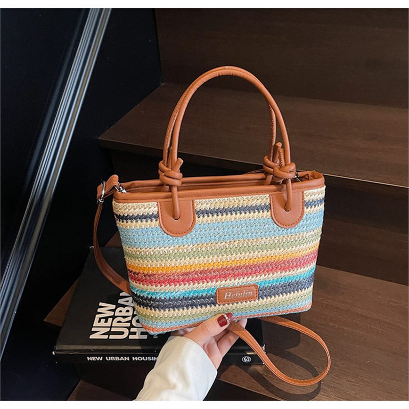 Summer Vacation Beach-style Straw Tote and Crossbody Bag
