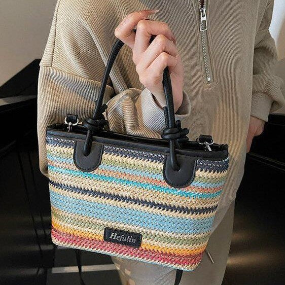 Summer Vacation Beach-style Straw Tote and Crossbody Bag