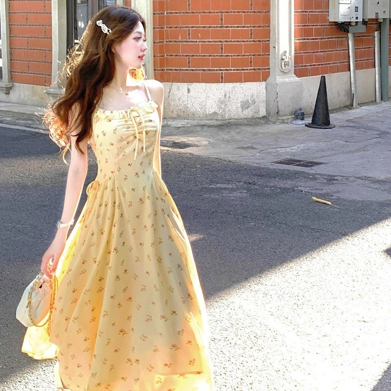 Yellow Summer-chic Strap Maxi Dress for Effortless Style