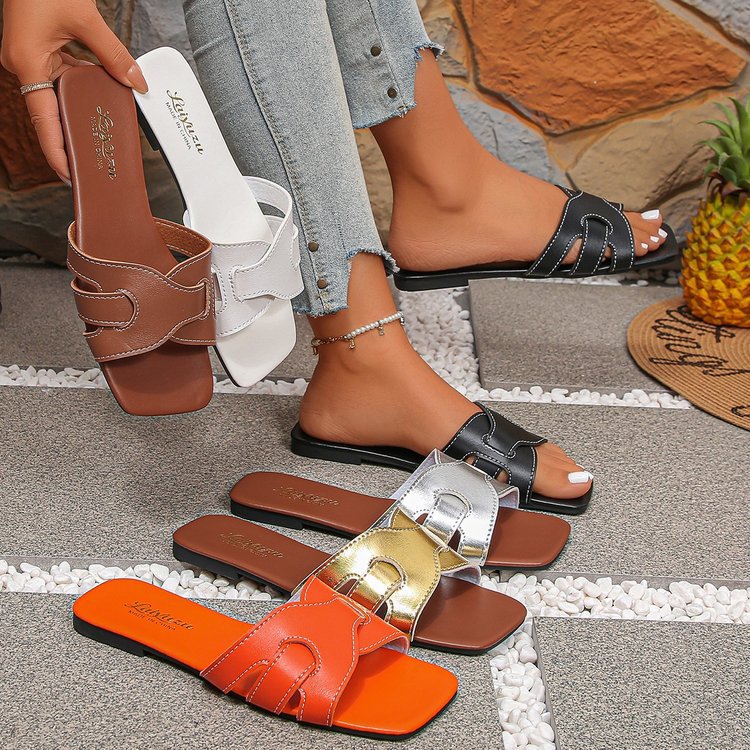 Square-toe Breathable Slip-on House Slippers for Women