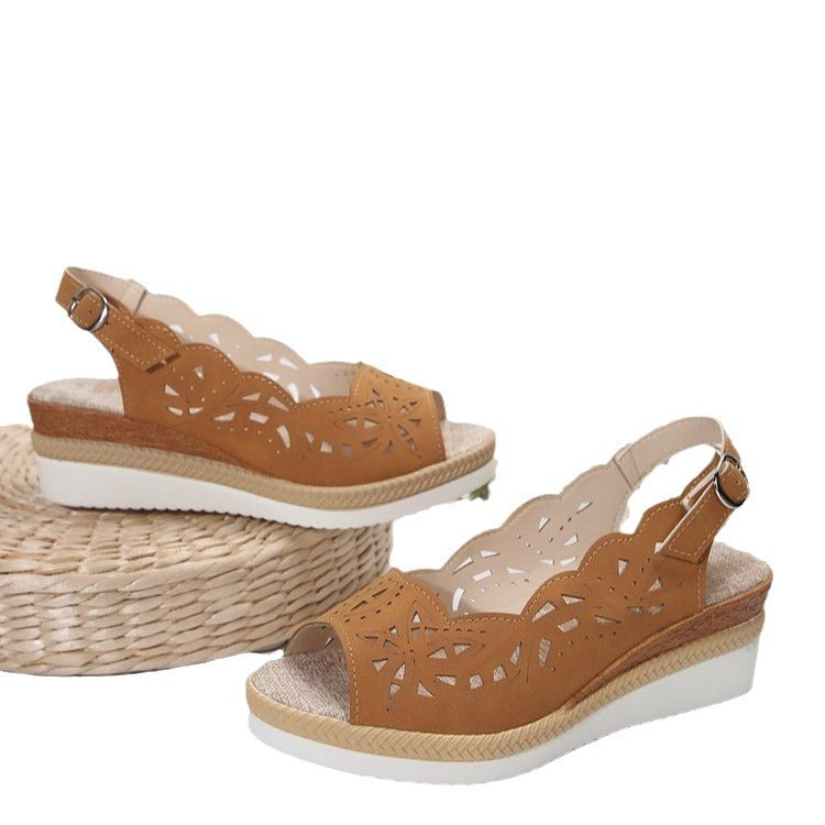 Womens Cross-border Plus-size Thick-soled Wedge Sandals