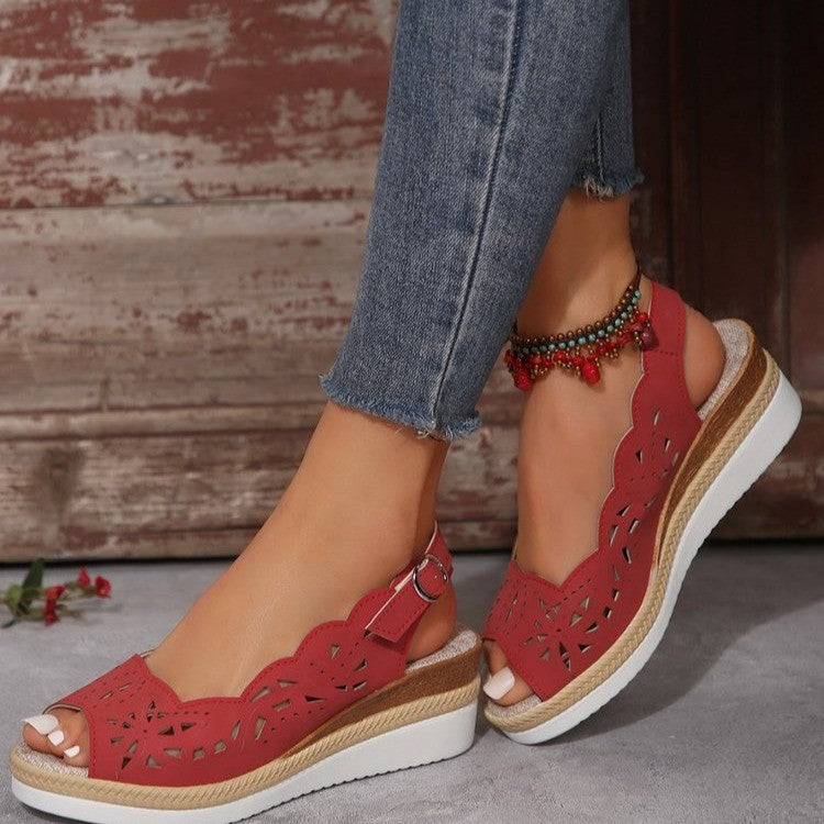 Womens Cross-border Plus-size Thick-soled Wedge Sandals