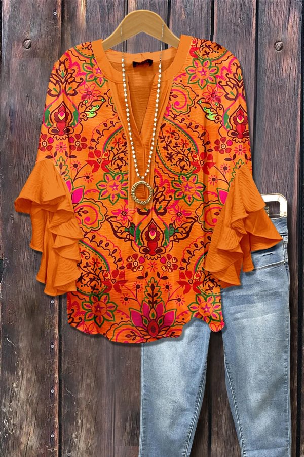 Casual V-neck T-shirt With Lace Trim for Women