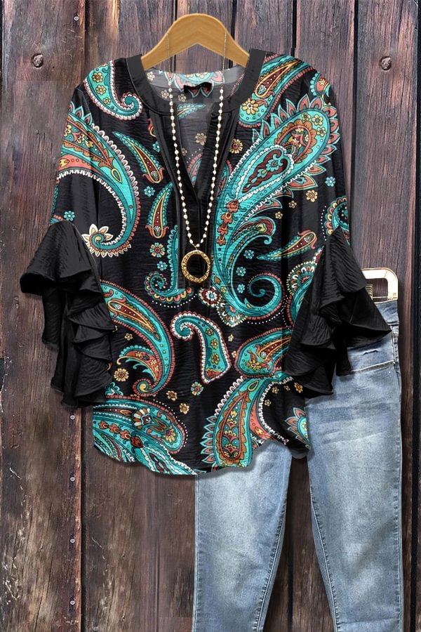 Casual V-neck T-shirt With Lace Trim for Women