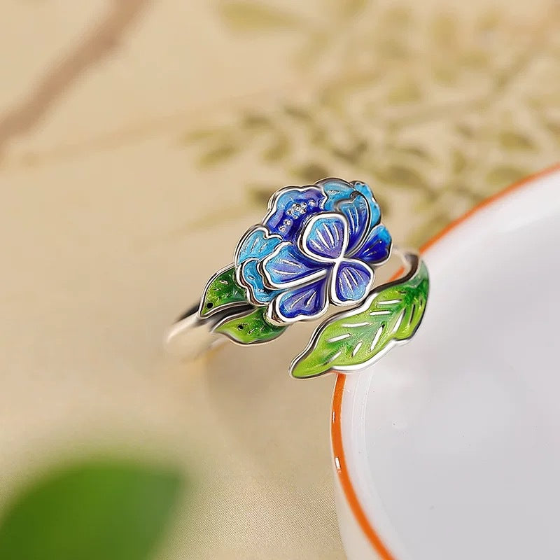 Fashion Enamel Peony Ring for Women - Trendy Accessory