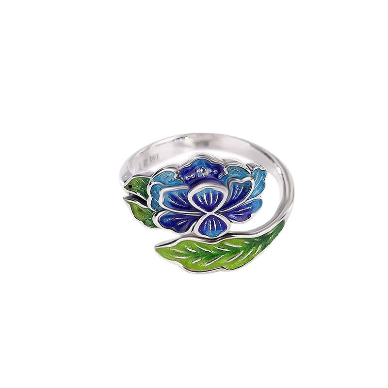 Fashion Enamel Peony Ring for Women - Trendy Accessory