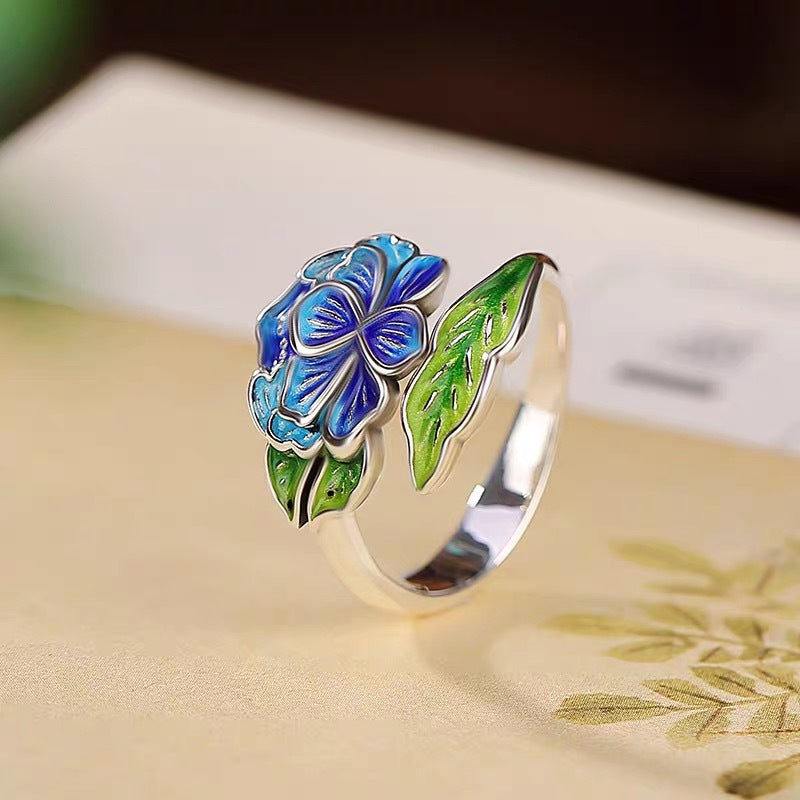 Fashion Enamel Peony Ring for Women - Trendy Accessory