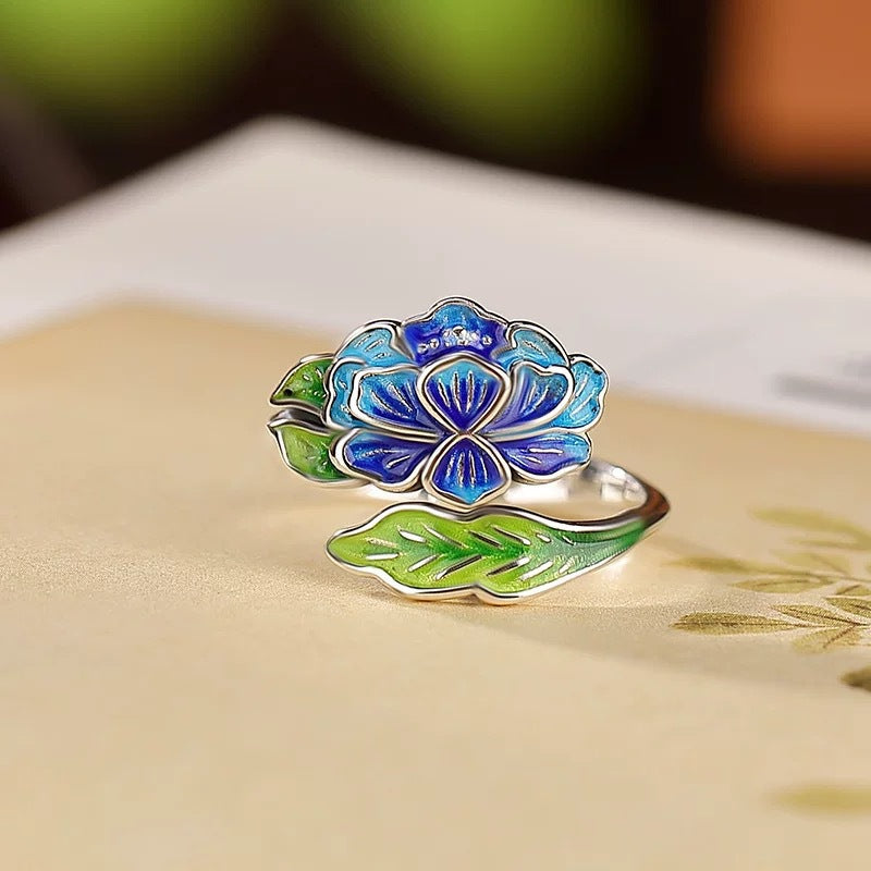 Fashion Enamel Peony Ring for Women - Trendy Accessory