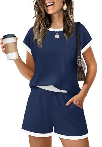 Color-Block Short-Sleeve T-Shirt and Shorts Casual Set