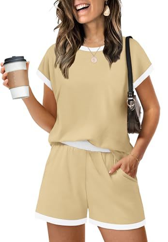 Color-Block Short-Sleeve T-Shirt and Shorts Casual Set