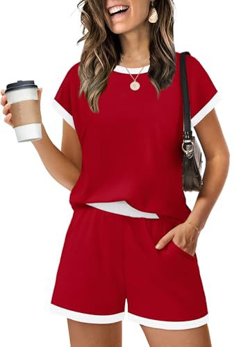 Color-Block Short-Sleeve T-Shirt and Shorts Casual Set