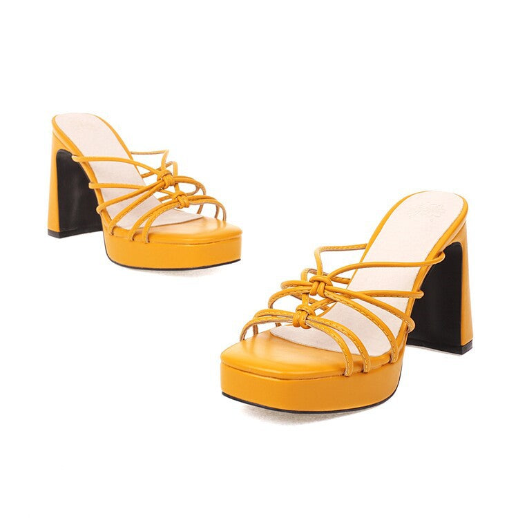 Square-toe Cutout Waterproof Platform Chunky-heel Sandals