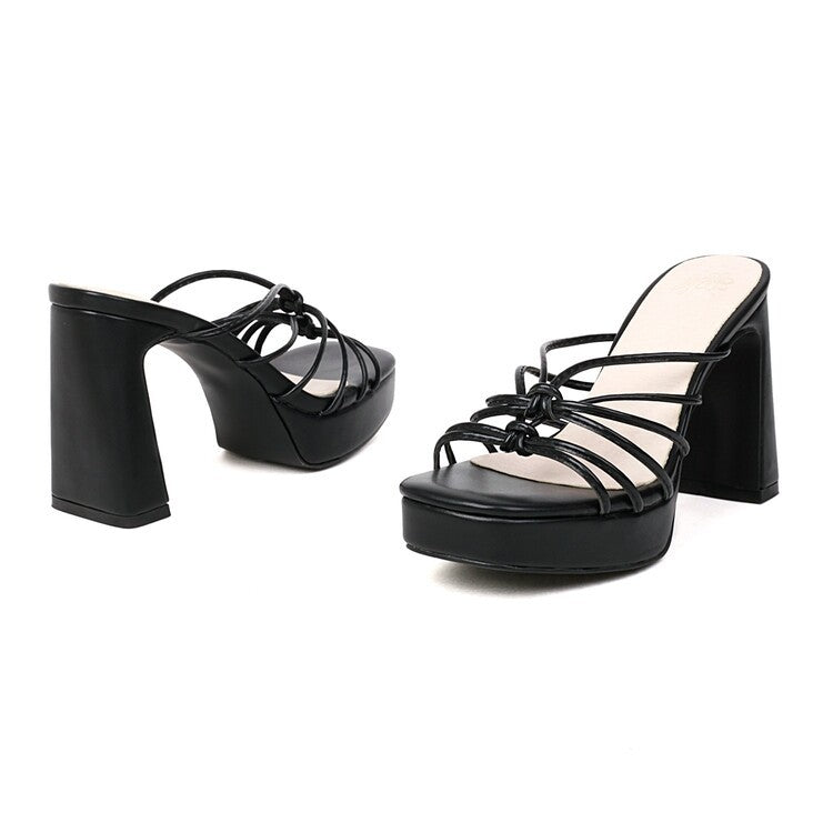 Square-toe Cutout Waterproof Platform Chunky-heel Sandals