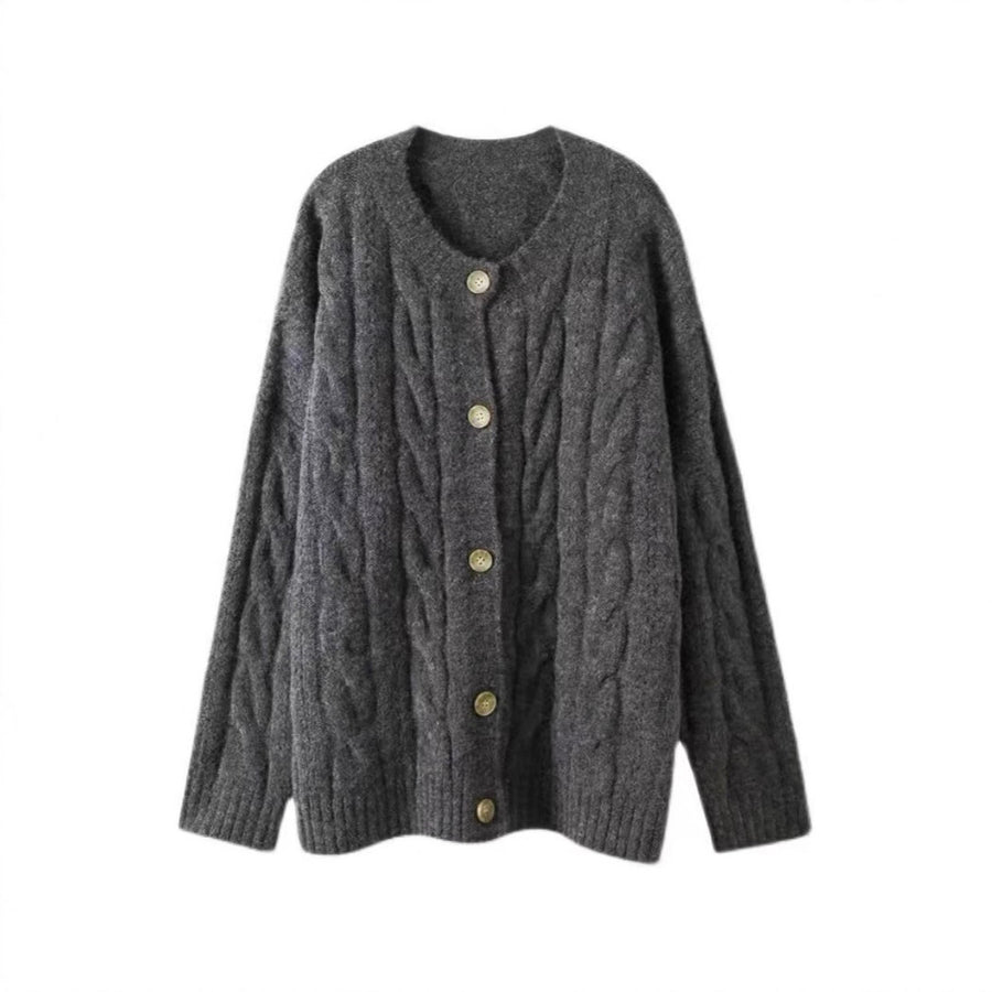 Stylish Cable-Knit Sweater Jacket for Women - Perfect for Spring & Autumn