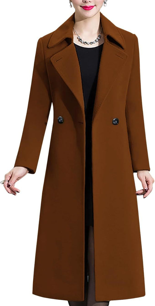 Winter Double-breasted Lapel Long Coat - Stylish Trench Coat