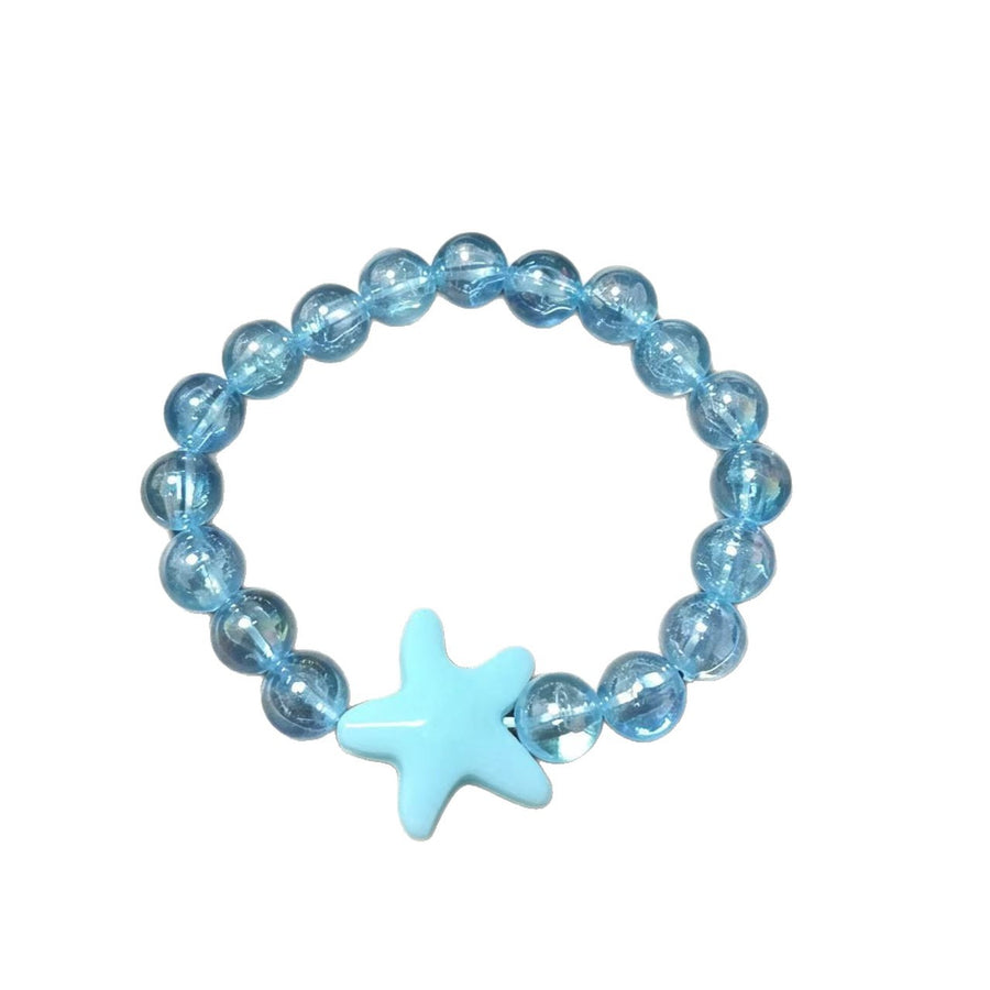 Summer Blue Beaded Bracelet with Beach-themed Starfish Pendant