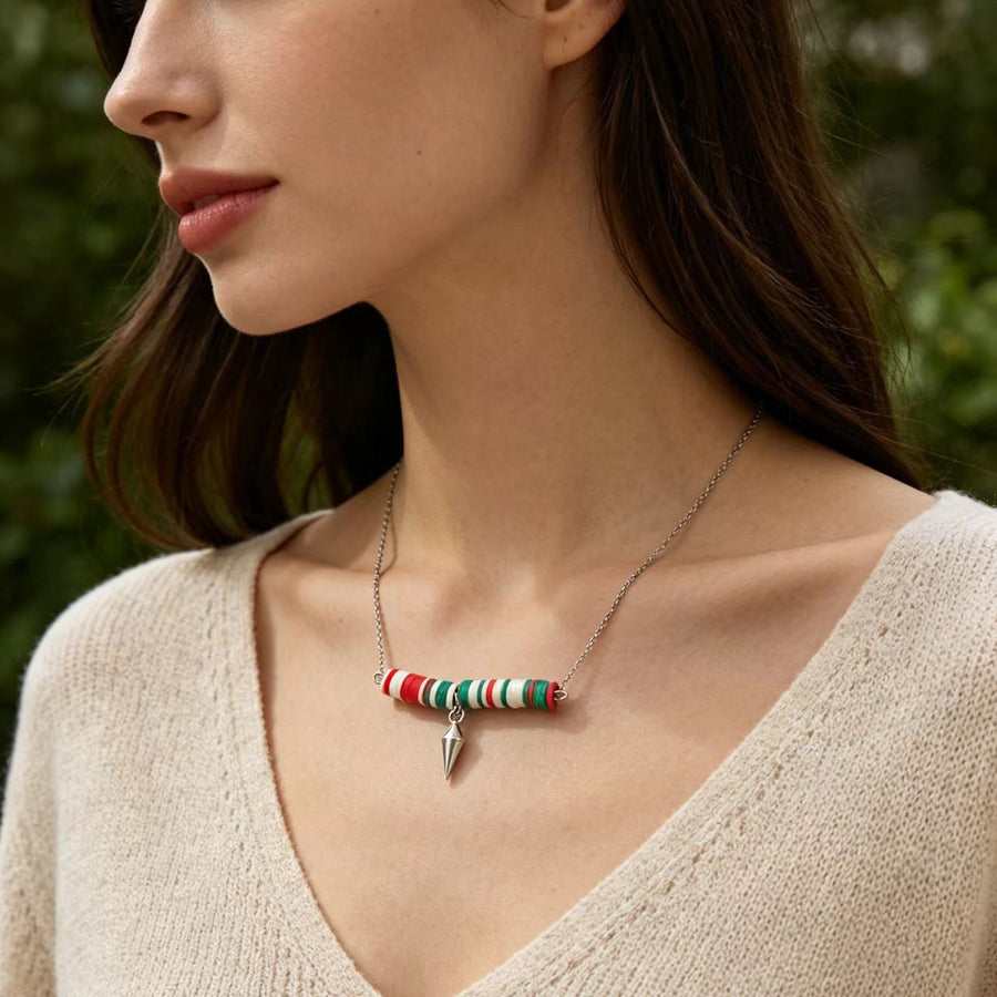 European and American Christmas Polymer Clay Beaded Necklace