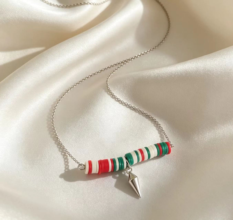 European and American Christmas Polymer Clay Beaded Necklace