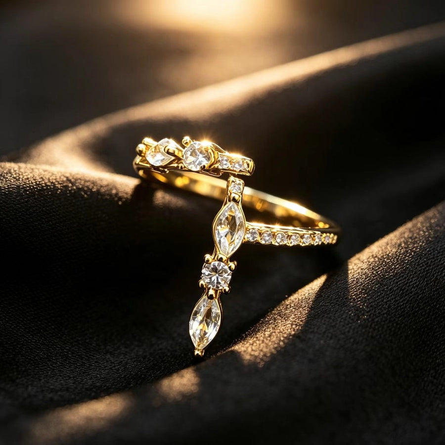 Trendy Open Ring for Women - Stacked All Zirconia Design