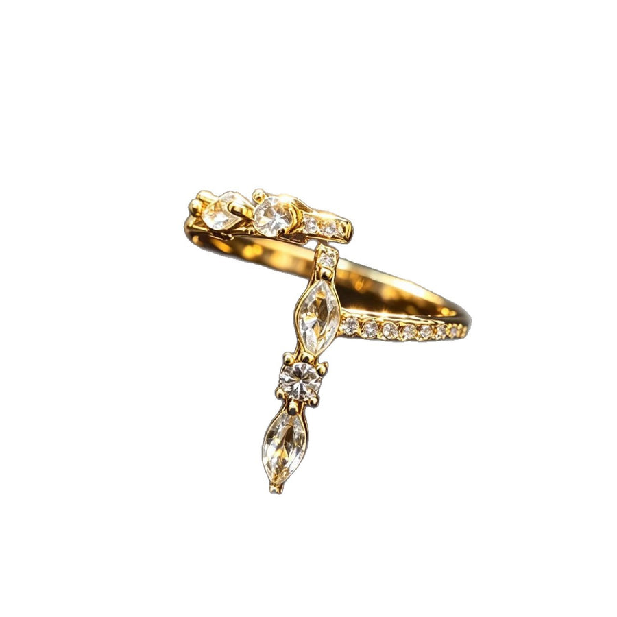 Trendy Open Ring for Women - Stacked All Zirconia Design