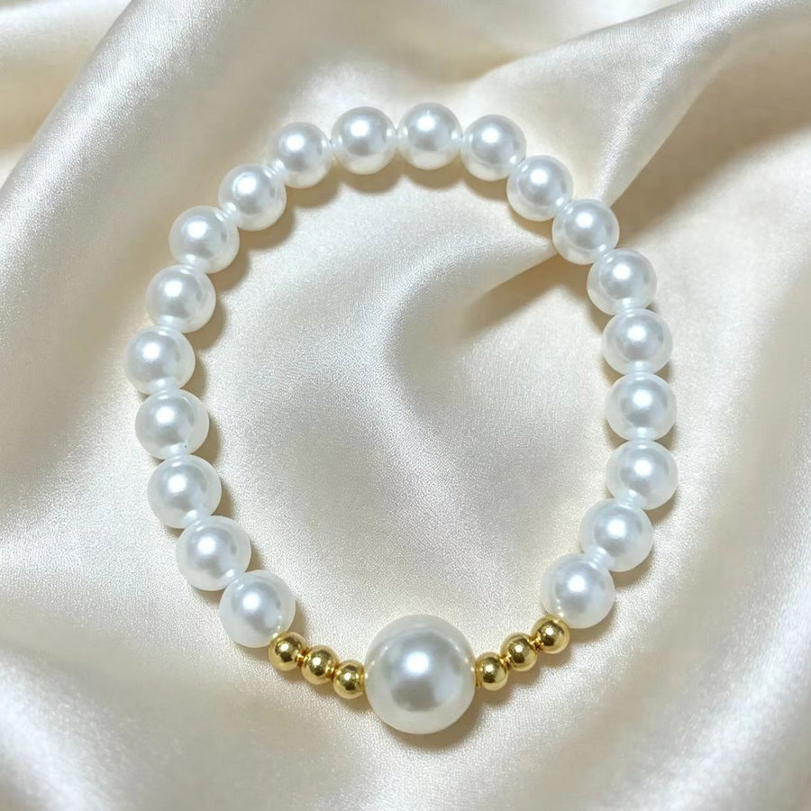 Faux Pearl Beaded Stretch Bracelet - Elegant & Versatile