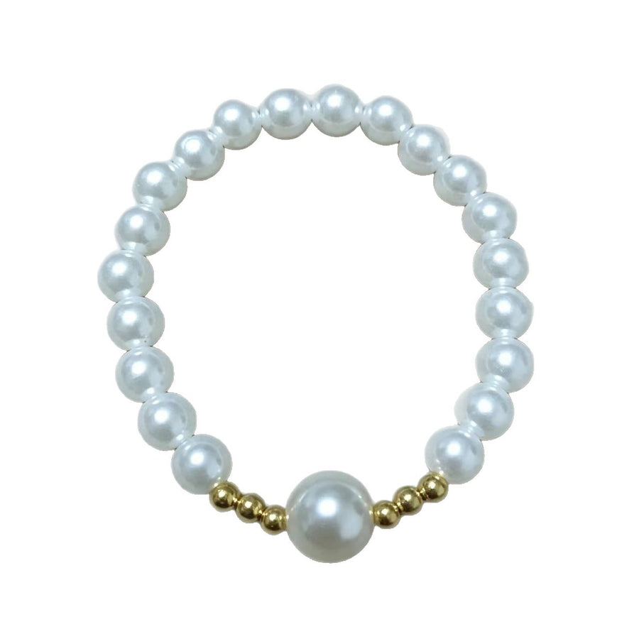 Faux Pearl Beaded Stretch Bracelet - Elegant & Versatile