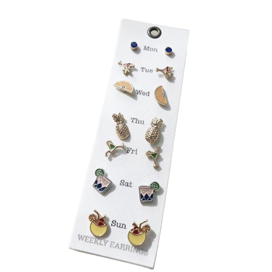 Day-of-the-Week Stud Earring Set for Stylish Lounge Looks
